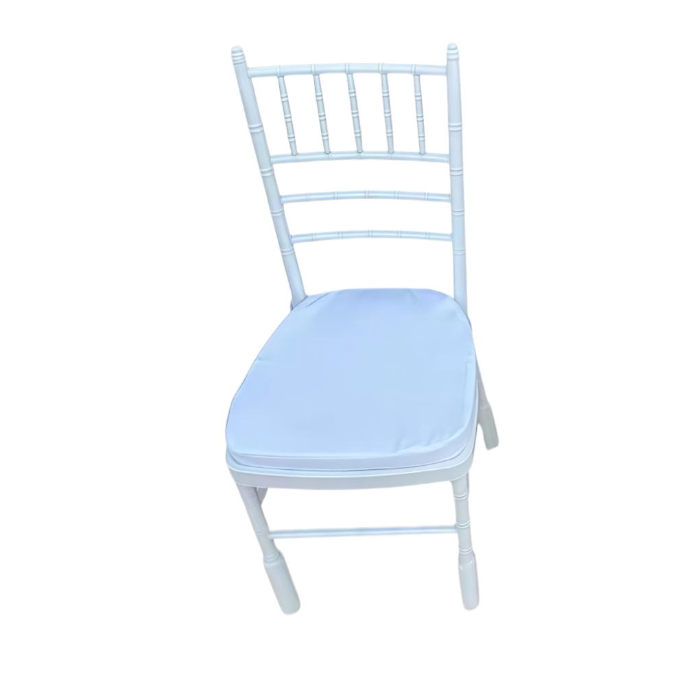 Blanco + Tubo de acero metálico + Cojín de asiento de tela