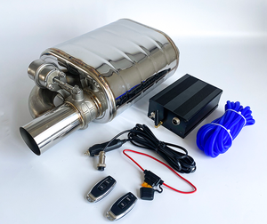 Universal Top 2&quot; 2.5&quot; 3&quot; Slant Exhaust Cutout Outlet <strong>Tip</strong> Inlet Weld on Single Exhaust Muffler with Wireless Remote Dump <strong>Valve</strong> - Product Image 1