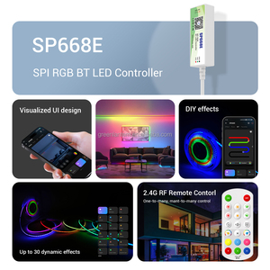 Uzaktan APP akıllı RGB tam DC5-24V ışık kontrolörü ile renkli Led şerit SPI SP668E - Product Image 4