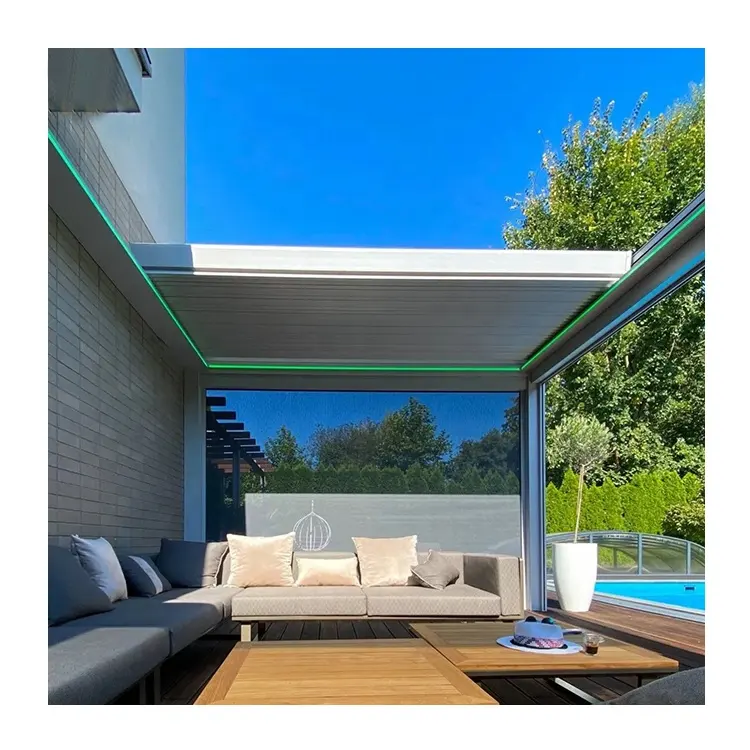 Gazebo telecomando esterno facile da montare Pergola bioclimatica tetto retrattile in alluminio