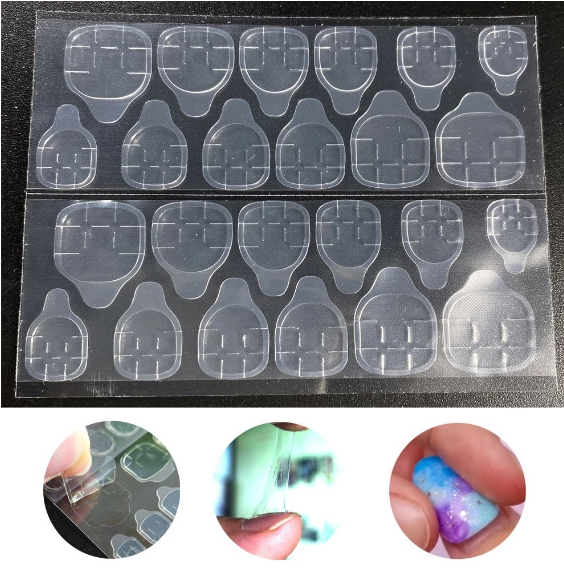 24 pezzi adesivi per colla per unghie a doppio lato Gel gelatinoso colla per unghie trasparenti flessibili unghie finte colla per gelatina