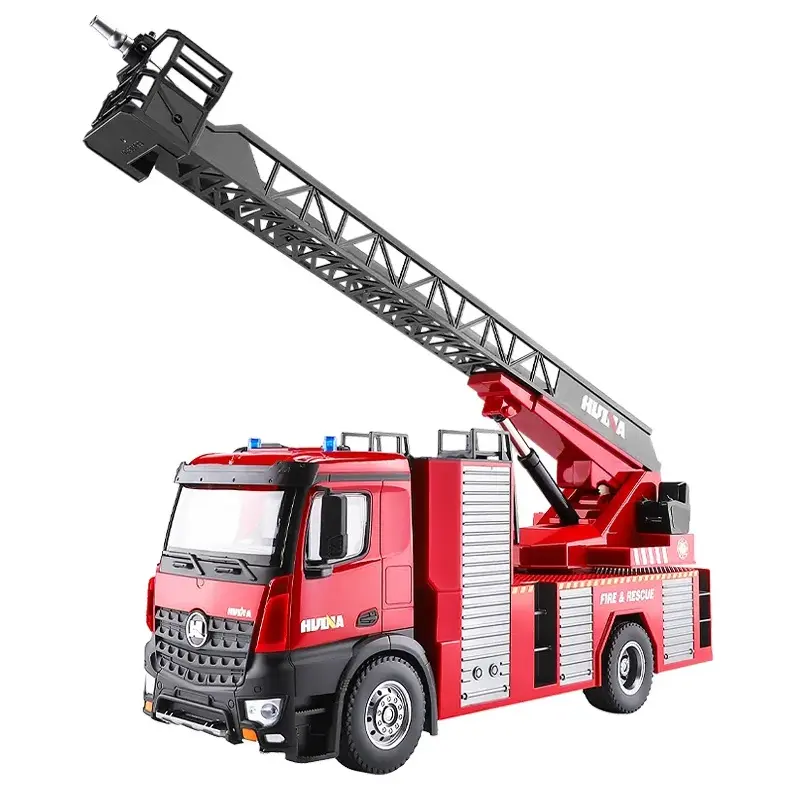 Huina 1561 561 1:14 Waterstraalpomp Spuitladder Techniek Auto Gevechten Motor Afstandsbediening Speelgoed Rc Brandweerwagen