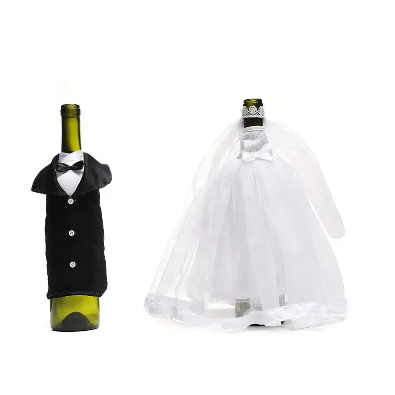 Capas para garrafas de vinho para noivos, acessórios de decoração para presentes de casamento, acessórios de mesa e eventos, peça central divertida