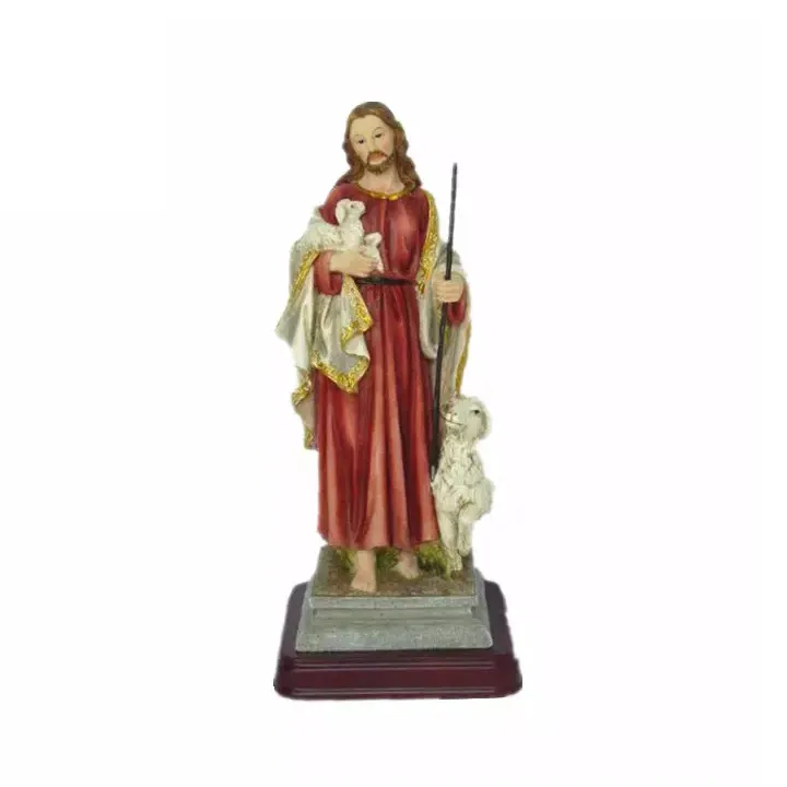China Supplier New Brand Resin Jesus Statue Sheeppherder Sculpture Resin Religious Jesus Figurine