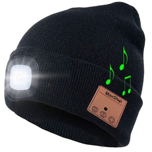 Không Dây Thông Minh <span class=keywords><strong>Bluetooth</strong></span> 5.0 Tai Nghe Âm Nhạc Đan <span class=keywords><strong>LED</strong></span> Ánh Sáng Beanie Headphone Loa Hat Loa Cap - Product Image 3