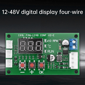 DC 12V 24V 48V 5Aデジタルディスプレイ4線PWMモーターファンスピードコントローラーガバナー温度制御サポートECファン - Product Image 4