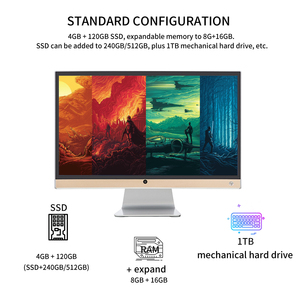 Ordenador PC de escritorio todo en uno 21,5 23,6 pantalla curva de 27 pulgadas I3 i5 i7 tarjeta gráfica independiente Ordenador de juegos - Product Image 4