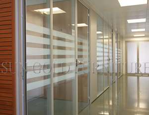 Relocatable <strong>Modular</strong> Aluminum <strong>Partition</strong> Wall <strong>System</strong> with Built-in Doors for Office - Product Image 1