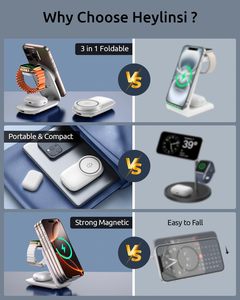 Magfold 3-trong-1wireless sạc đứng 15W 3 trong 1 điện thoại không dây sạc nhanh sạc không dây cho Iphone điện thoại Sumsung - Product Image 4