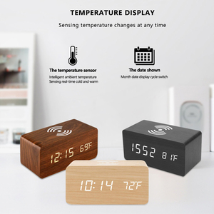 Producto de venta rápida en el mundo, control de voz, vendedor superior, mesa de escritorio barata, reloj despertador Digital Led de madera