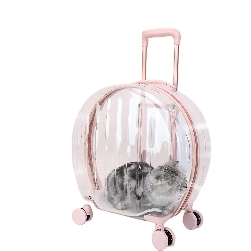 Mode rose Portable vue dégagée chariot chien chat maison voyage sac à dos transporteur pour animaux de compagnie