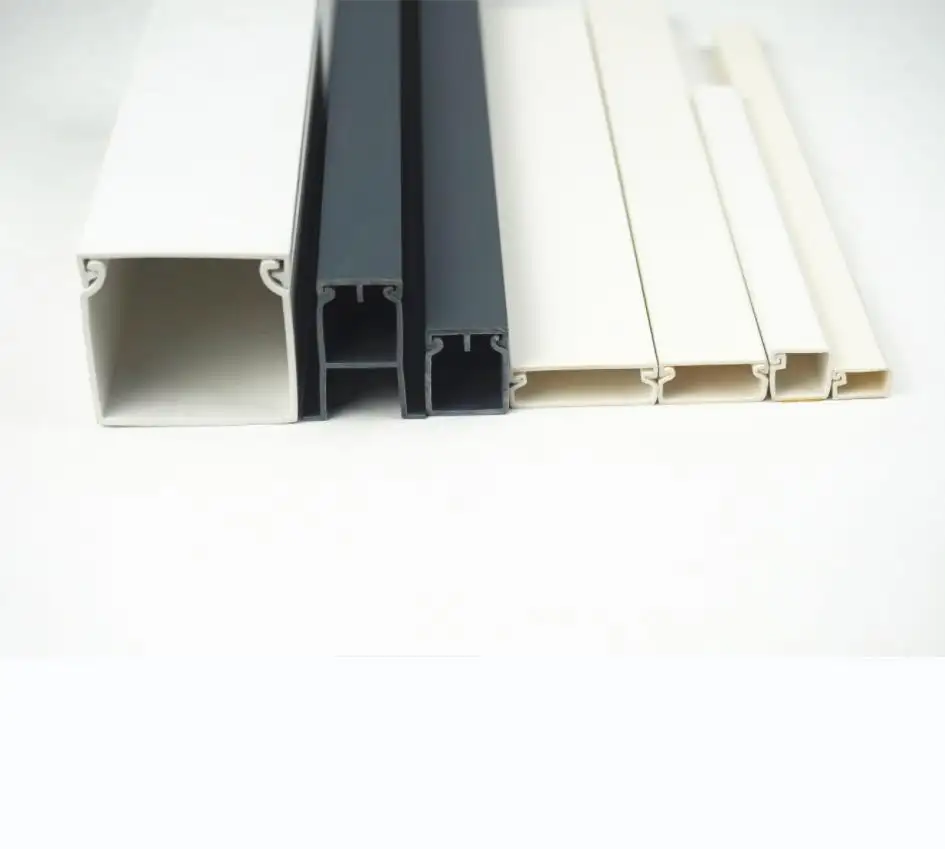 PVC Wiring Cable Channel Ducts Plastic Electrical Cable Tray Decorative PVC Network Cable Trunking Clear Cover White Wiring Duct