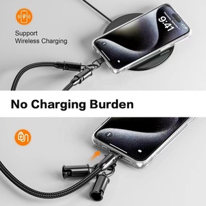 สายคล้องโทรศัพท์ไนลอนถัก60W ยาว1.6ม. พร้อม USB C สายชาร์จเร็ว2 in 1ปรับได้สายคล้องโทรศัพท์ Crossbody ลวดโซ่ - Product Image 5