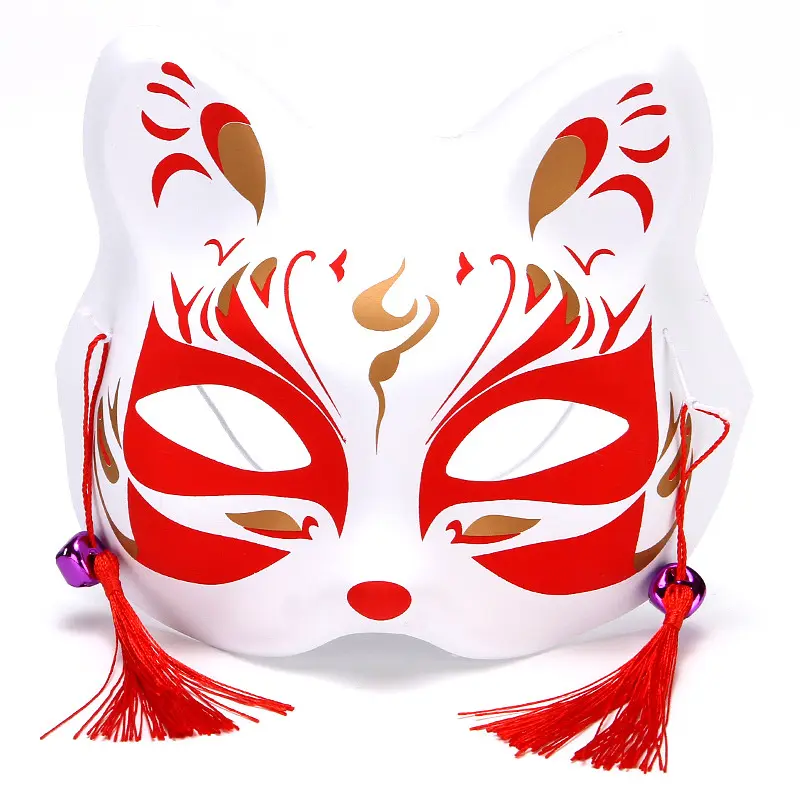 Moda Máscara De Raposa Pintados À Mão Japonês Meia Face Máscara De Raposa Masquerade Festival Ball Kabuki Kitsune Máscaras