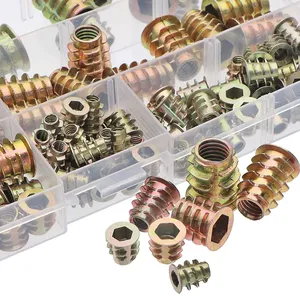 165 Uds insertos roscados tuercas M4/M5/M6/M8 tornillo para muebles en tuerca insertos de madera perno métrico sujetador hexagonal para madera