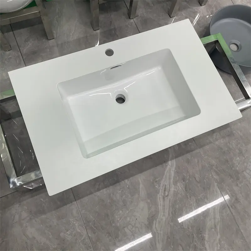 Banheiro europeu balcão de bacia para banheiro, pedra mármore artificial banheiro vanity pia balcão