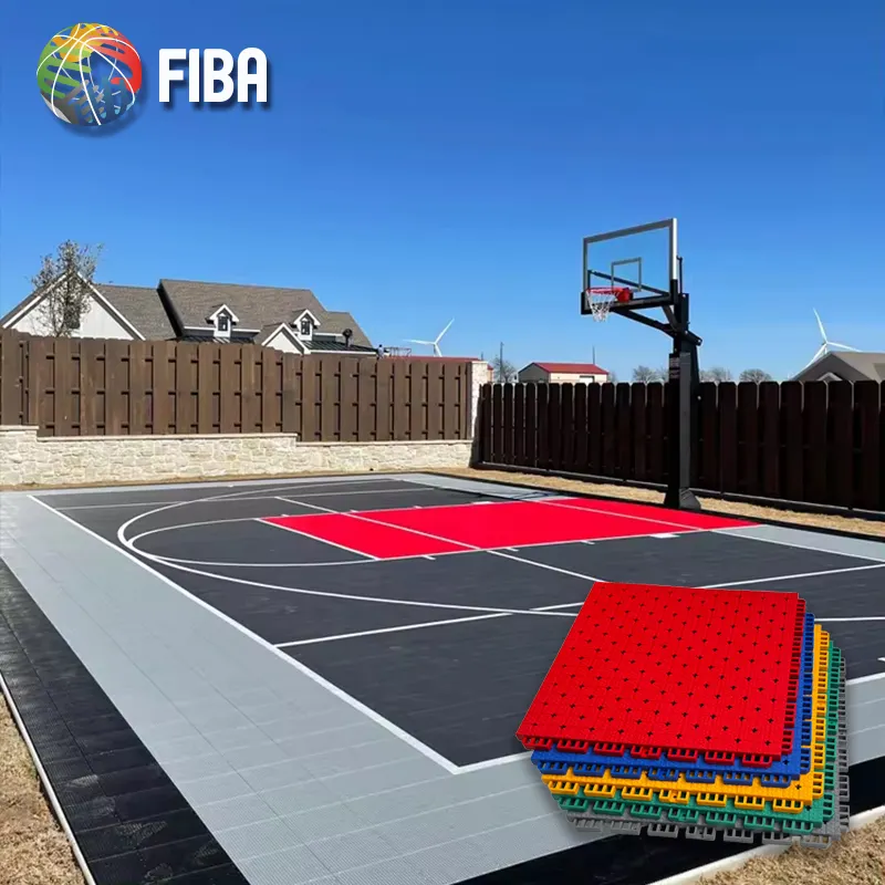 फिबा आउटडोर रिमूवेबल रबर मैट स्पोर्ट्स फ्लोर 3X3 बास्केटबॉल कोर्ट फ़्लोरिंग