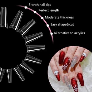 Fransız tarzı yapay yanlış Stiletto kare çivi yarım ipuçları ve tam kapak farklı stilleri yanlış Nail İpuçları Nail Art için - Product Image 1