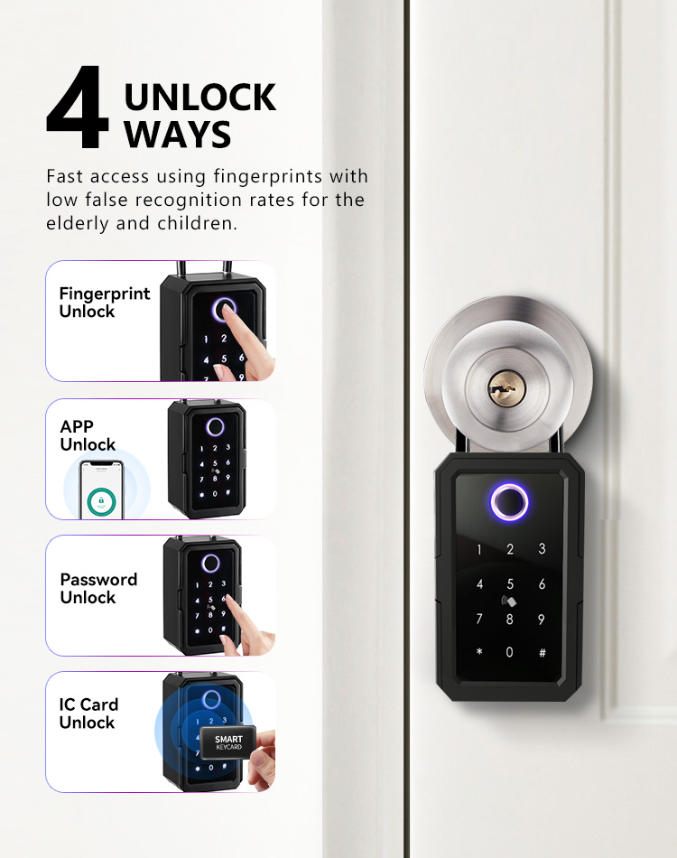 New Style Waterproof Safe Key Box Digital Key Card BLE Password Door Ttlock APP Fingerprint Smart lock