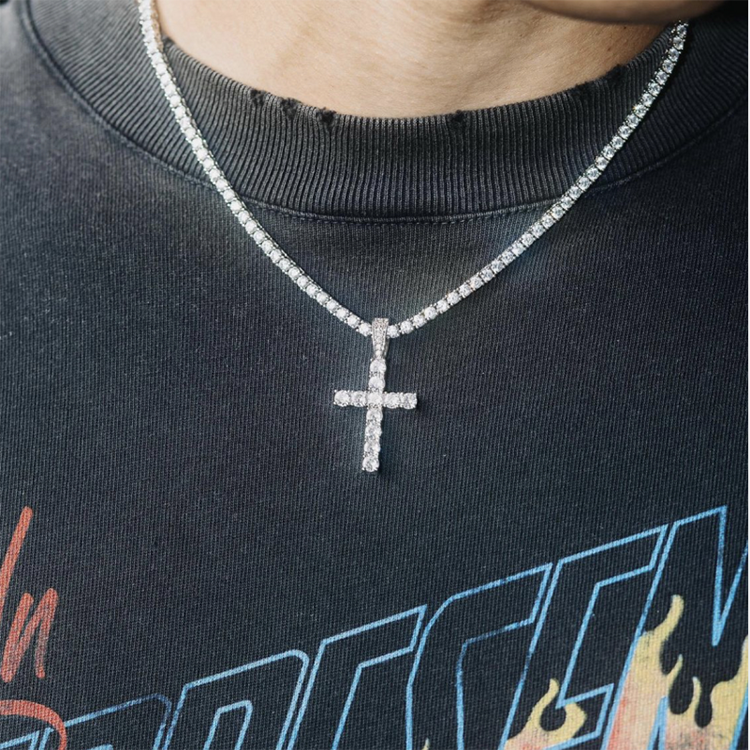 4mm cross pendant with 3mm 20inch tenns necklace