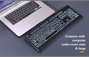 Teclado de impresión grande RGB retroiluminado con cable, teclas con letras grandes, USB, para personas con discapacidad visual - Product Image 6