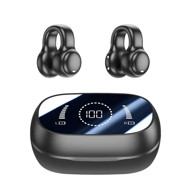 Nuevo auricular Bluetooth de conducción ósea con clip para la oreja M47, no en el oído, pantalla digital deportiva, auriculares de larga duración