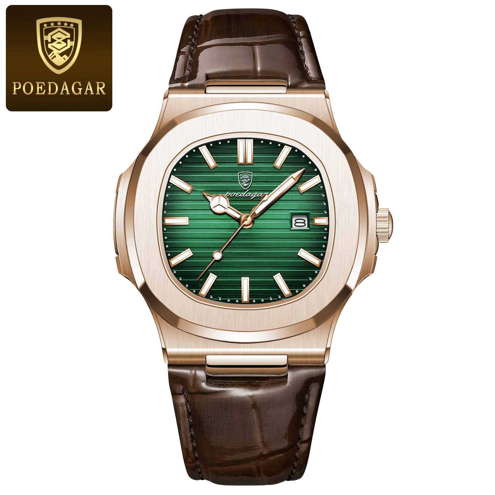 5 oro rosa - verde --Cinturino in pelle