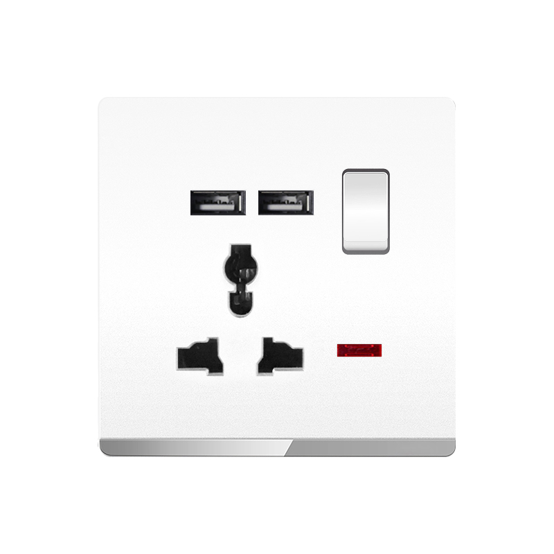 3 polos 1 grupo+2USB UN-Blanco