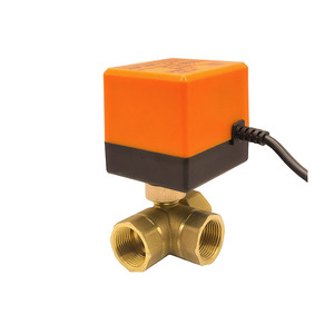 电动黄铜电动球阀3路3线DN15 DN20 DN32 DN40螺纹连接两控制水 - Product Image 1