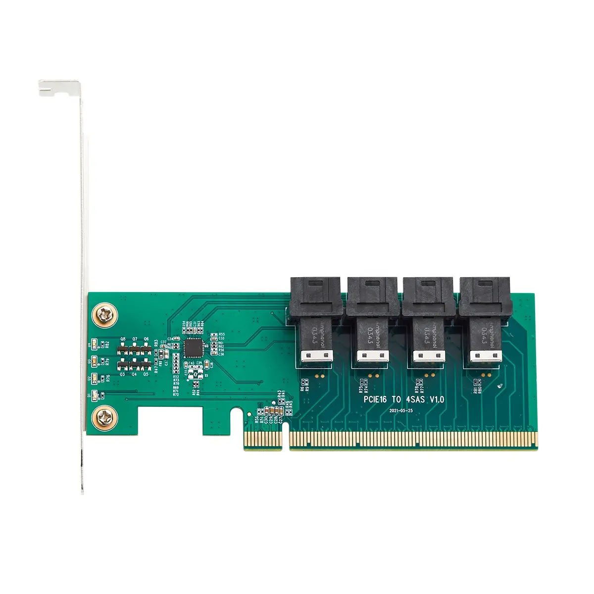 고품질 Nvme 미니 Sas 케이블 2.5 ''U.2 Pcie to 4 포트 SFF8643 144 핀 Gen3 컴퓨터 스톡 PCBA 그린 연장 케이블 IOCREST