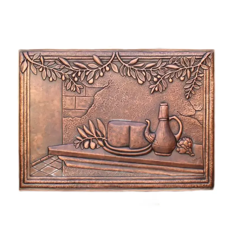Tuscan de cobre design clássico de cozinha, decoração de respingo, martelo de parede de cobre, telhas artesanais, artesanais, de cozinha