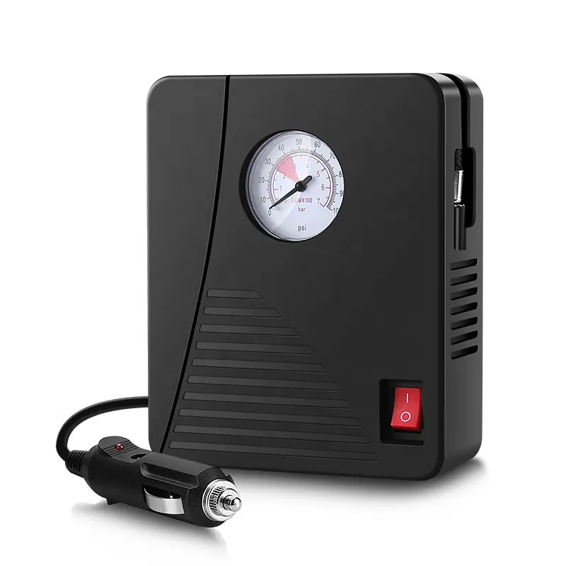 High quality Mini car air pump portable 12v electronic car tire inflator for charging phone