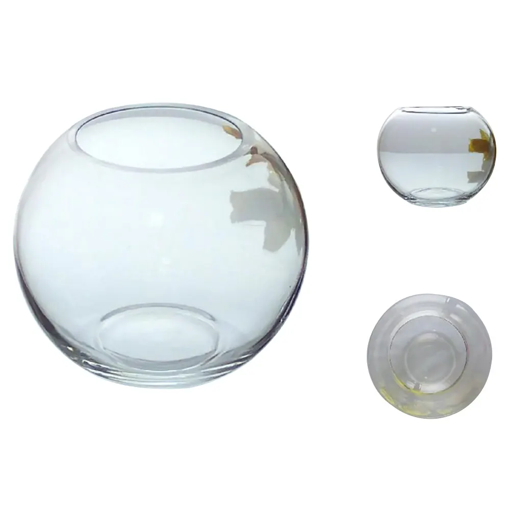 Elegante spessore sferica pesce ciotola vaso di vetro