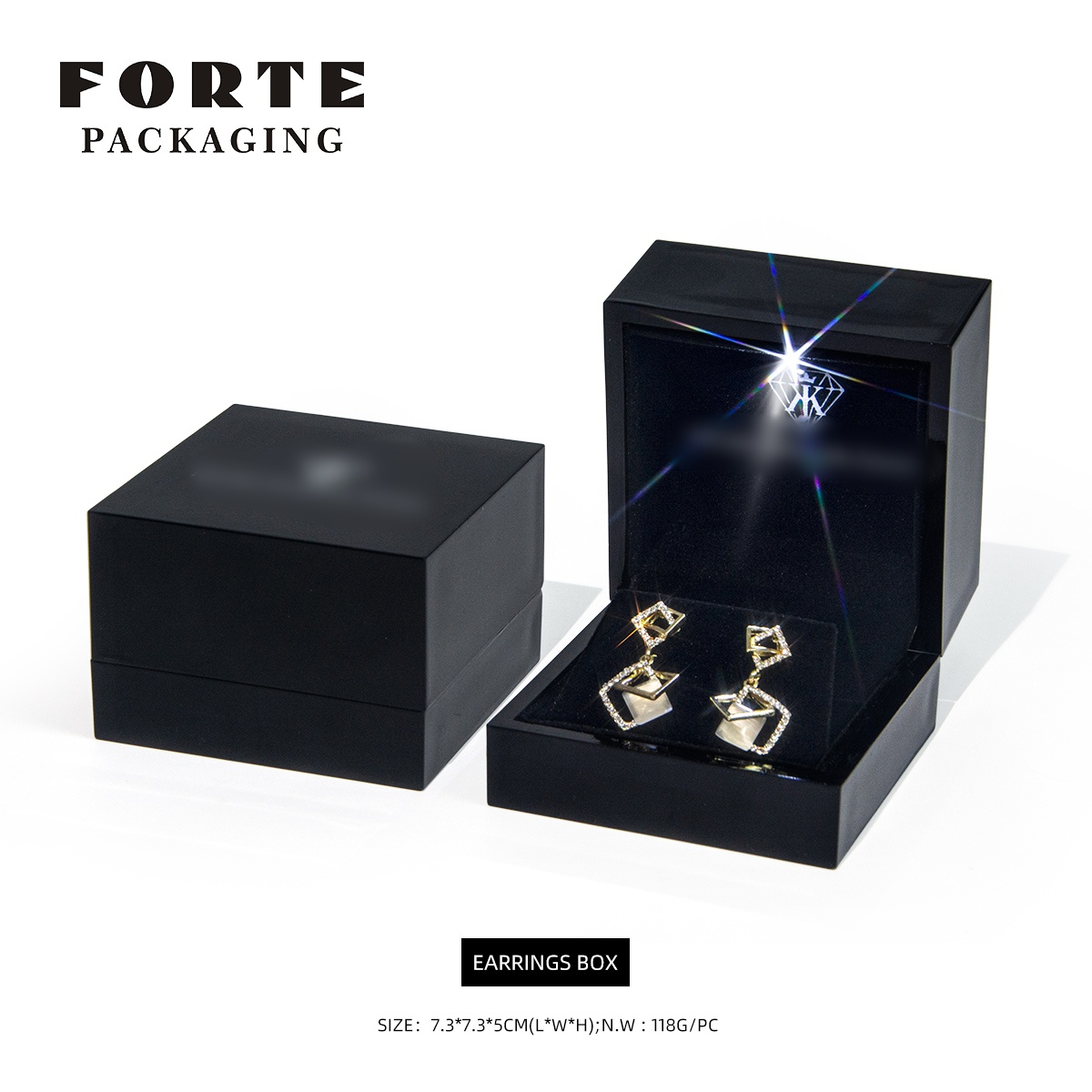 Boîte de boucle d'oreille noire