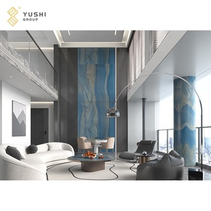 YUSHI mermer Azul <span class=keywords><strong>Macaubas</strong></span> döşeme lüks taş oturma odası arka plan duvar masaüstü dekorasyon için büyük levhalar