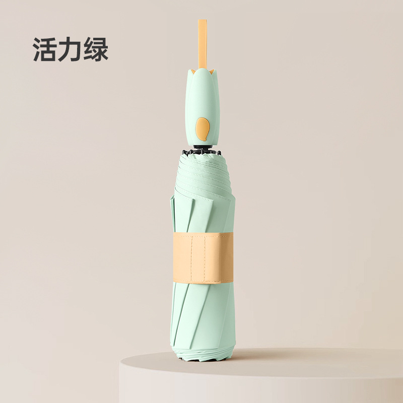 ด้ามจับลายดอกทิวลิป สีพลาสติก ผ้า สีเขียวสดใส