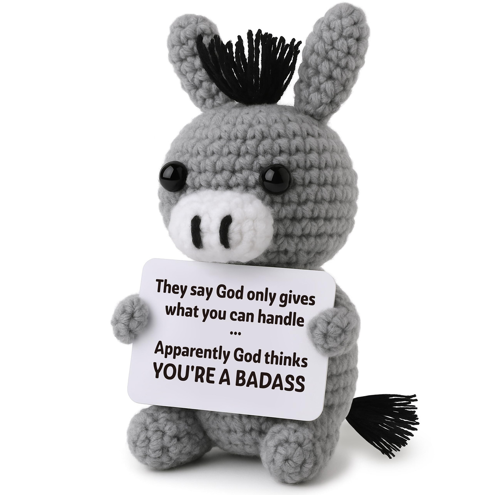 Peluche a forma di asinello grigio, super resistente e adorabile.