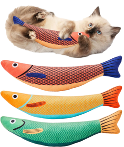 Durable &amp; Health-<strong>Safe</strong> <strong>Catnip</strong> Fish Shape Toy with Squeaky &amp; Crinkle Sound Cute Kicker Toy for Cats Made in China