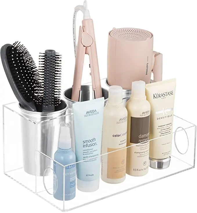 New Custom Hair Tool Organizer Stand Acrylic Hair Dryer Holder Clear Styling Tools Accessories Organizer For Bathroom