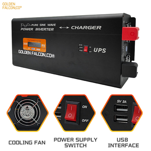Inversor de onda sinusoidal pura de 3000W con cargador Salida múltiple de CC y CA Personalizable Admite Entrada de frecuencia DC12V de 50Hz y 60Hz OEM - Product Image 4