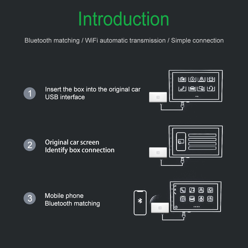 Podofo Original Car Wired CarPlay To Wireless CarPlay AI Box External Module White Original Car System Upgrade Voice Control