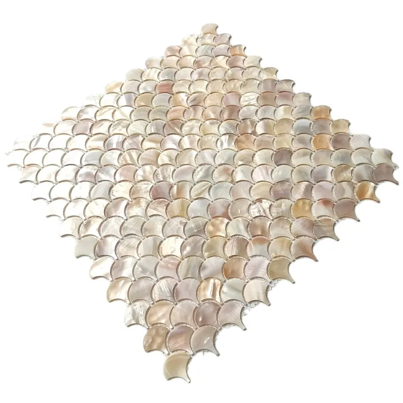 Bianco naturale a forma di ventaglio scala madreperla conchiglia mosaico per la decorazione della parete