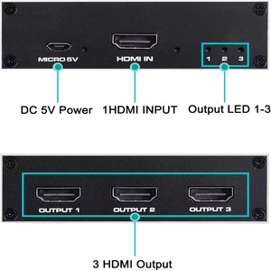 Divisor HDMI 4K, 3 puertos, 1 en 3 salidas, caja de distribuidor de Audio y vídeo Compatible con 3D, Compatible con HDTV, STB, DVD, PS3, proyector - Product Image 3
