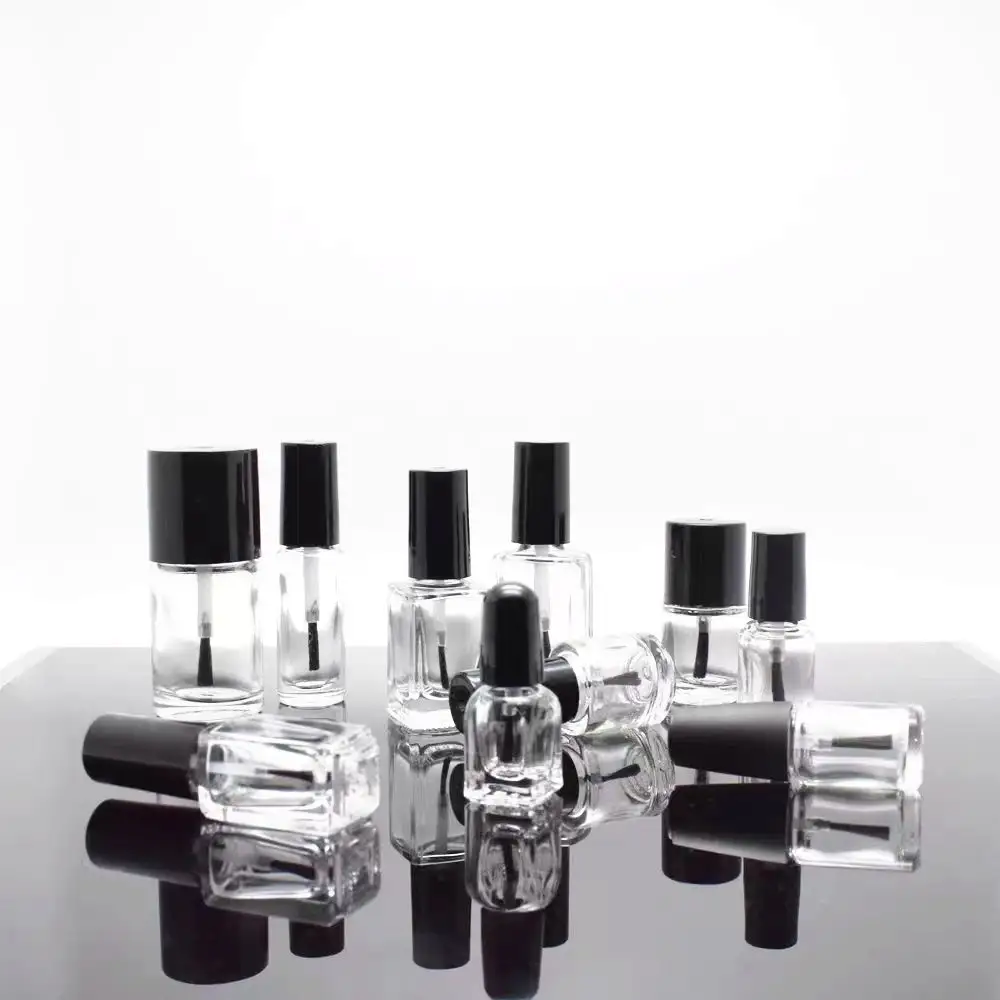 Bouteilles de vernis à ongles en gel de verre Offre Spéciale 3ml 5ml 10ml 15ml bouteille en verre de vernis à ongles carrée vide avec brosse