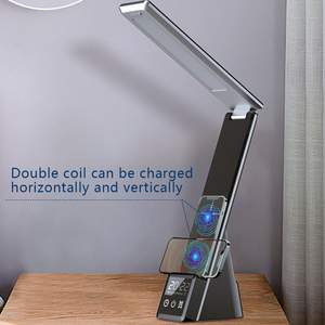 Multifunctional Alarm Clock Digital Clock 5in1 <strong>Charging</strong> Station Adjustable Modern LED Desk Table <strong>Lamp</strong> with Wireless <strong>Charging</strong> - Product Image 4