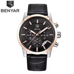 Lussuoso orologio al quarzo da uomo con puntatore Super luminoso con funzione cronometro a sei dita con quadrante diametro 40mm cinturino in pelle alla moda - Product Image 3