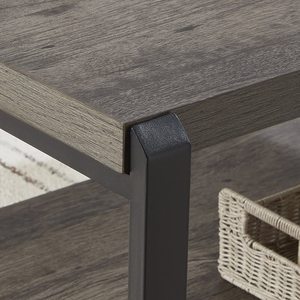 乡村木材和金属灰色茶几，带储物架，适合家庭或厨房边桌使用 - Product Image 4