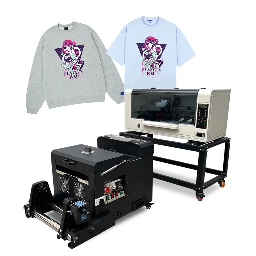 Fonte de vendas direto da fábrica, impressora dtf fácil de operar, máquina de impressão para uso doméstico com agitador de pó