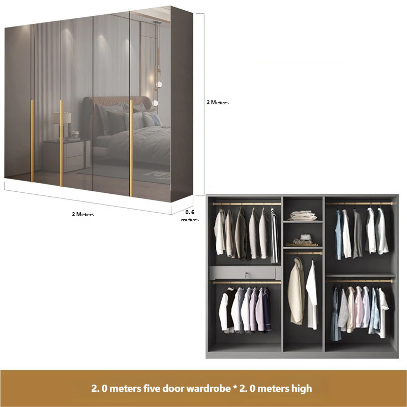 2.0-meter five door wardrobe