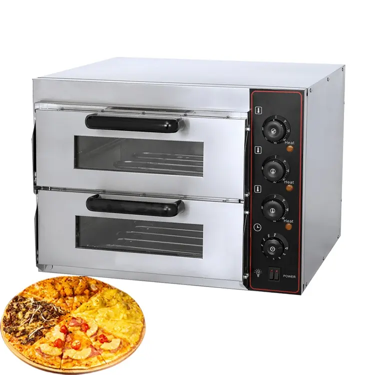 Horno eléctrico de Pizza de doble capa, equipo de cocina eléctrico comercial para hornear Pizza